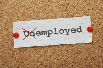 The word Unemployed changed to read Employed - obrazy, fototapety, plakaty