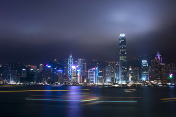 Obraz na płótnie Canvas Heavy marine traffic in Hong Kong Victoria habour