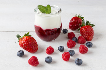 Rote Grütze mit Minze