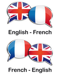 English - French translator clouds