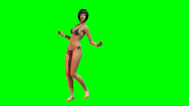 Hot Girl in sexy Bikini dances - green screen