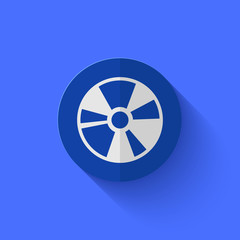Vector modern flat blue circle icon.
