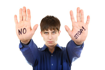Teenager with Refusal Gesture