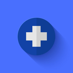 Vector modern flat blue circle icon.