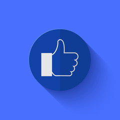 Vector modern flat blue circle icon.