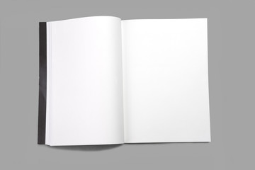 Blank white page magazine isolated on grey background