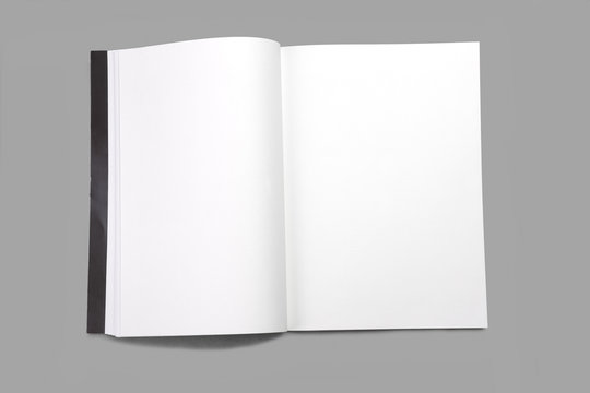 Blank white page magazine isolated on grey background
