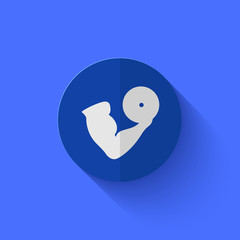 Vector modern flat blue circle icon.
