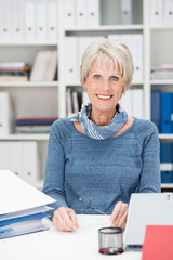 Fototapeta na wymiar lächelnde ältere geschäftsfrau im büro