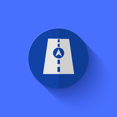 Vector modern flat blue circle icon.