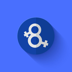 Vector modern flat blue circle icon.