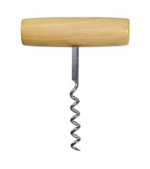Corkscrew with wooden handle.