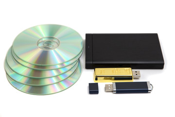 Data storage device collection: cd and usb memory