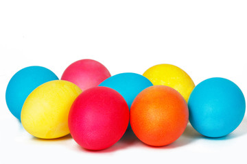 Many Easter eggs on a white background