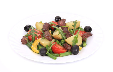 Salad with beef fillet.