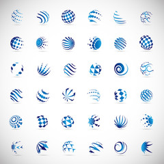 Sphere Icons Set - Isolated On Gray Background