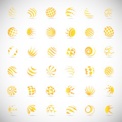 Sphere Icons Set - Isolated On Gray Background