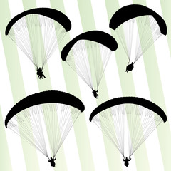 Paragliding active sport background set vector