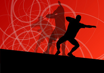 Male sport athletics. ball throwing silhouettes collection. abst