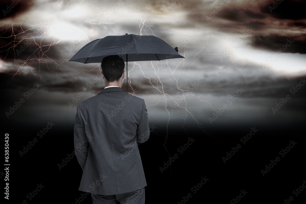 Poster composite image of rear view of classy businessman