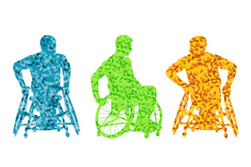 Fototapeta na wymiar Active disabled men wheelchair vector background concept