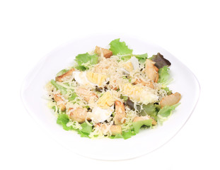 Caesar salad with eggs and parmesan.