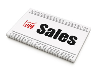 Marketing concept: newspaper with Sales and Growth Graph