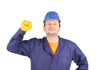 Worker with clenched fist.