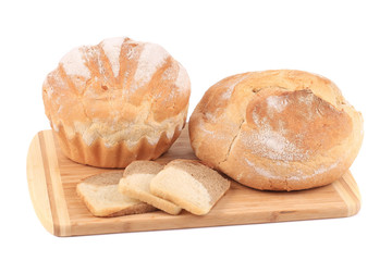 Bread on cutting board.
