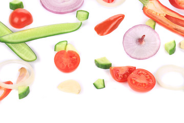 Various sliced vegetables.