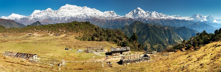 panoramatic view of Dhaulagiri and Annapurna Himal - Nepal