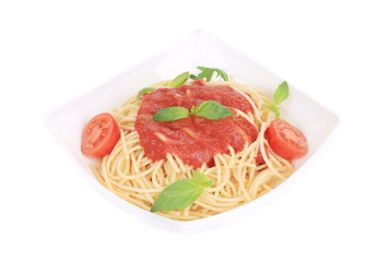 Italian pasta with tomato sauce.
