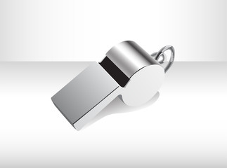Metalilc isolated whistle.  Illustration 10 version.