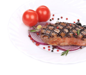 beef steaks with vegetables