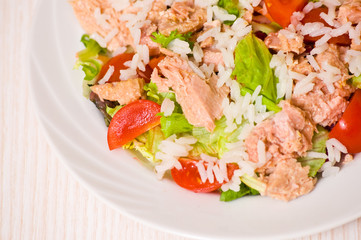 Tuna salad with rice and vegetables