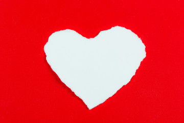 Naklejka na ściany i meble Heart shaped rip paper white