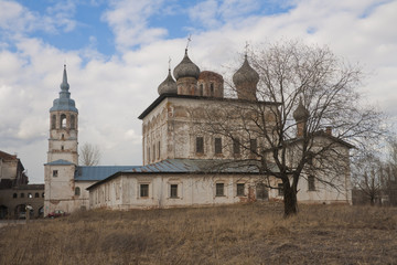 Old Russian Orthodox monastery in spring