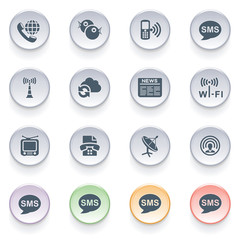 Communication icons on color buttons.