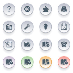 Organizer icons on color buttons.