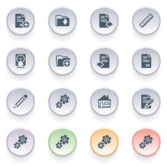 Document icons on color buttons.