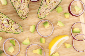 Avocado salad with tuna.