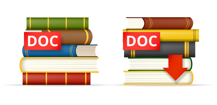 DOC format books stacks  icons