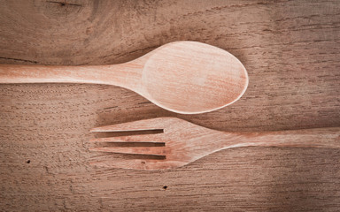 Wooden spoon and fork