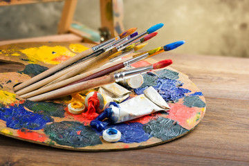 Paints and brushes