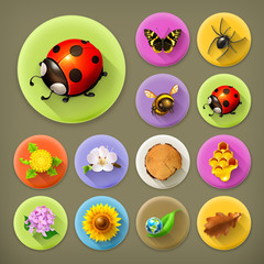 Nature and Ecology, long shadow icon set