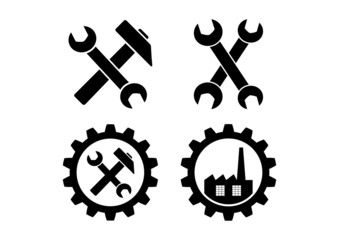 Industrial icons on white background