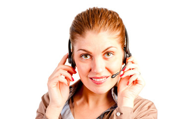 beautiful girl and communications equipment