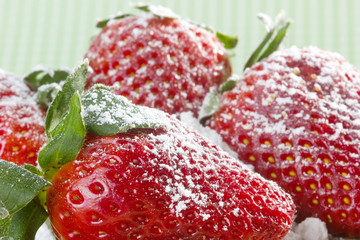 fresh strawberry with sugar powder