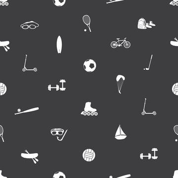 summer sports and equipment icon pattern eps10