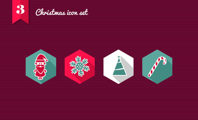 Merry Xmas flat icons set